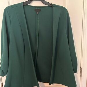 Torrid Emerald Open-Front Draped Blazer